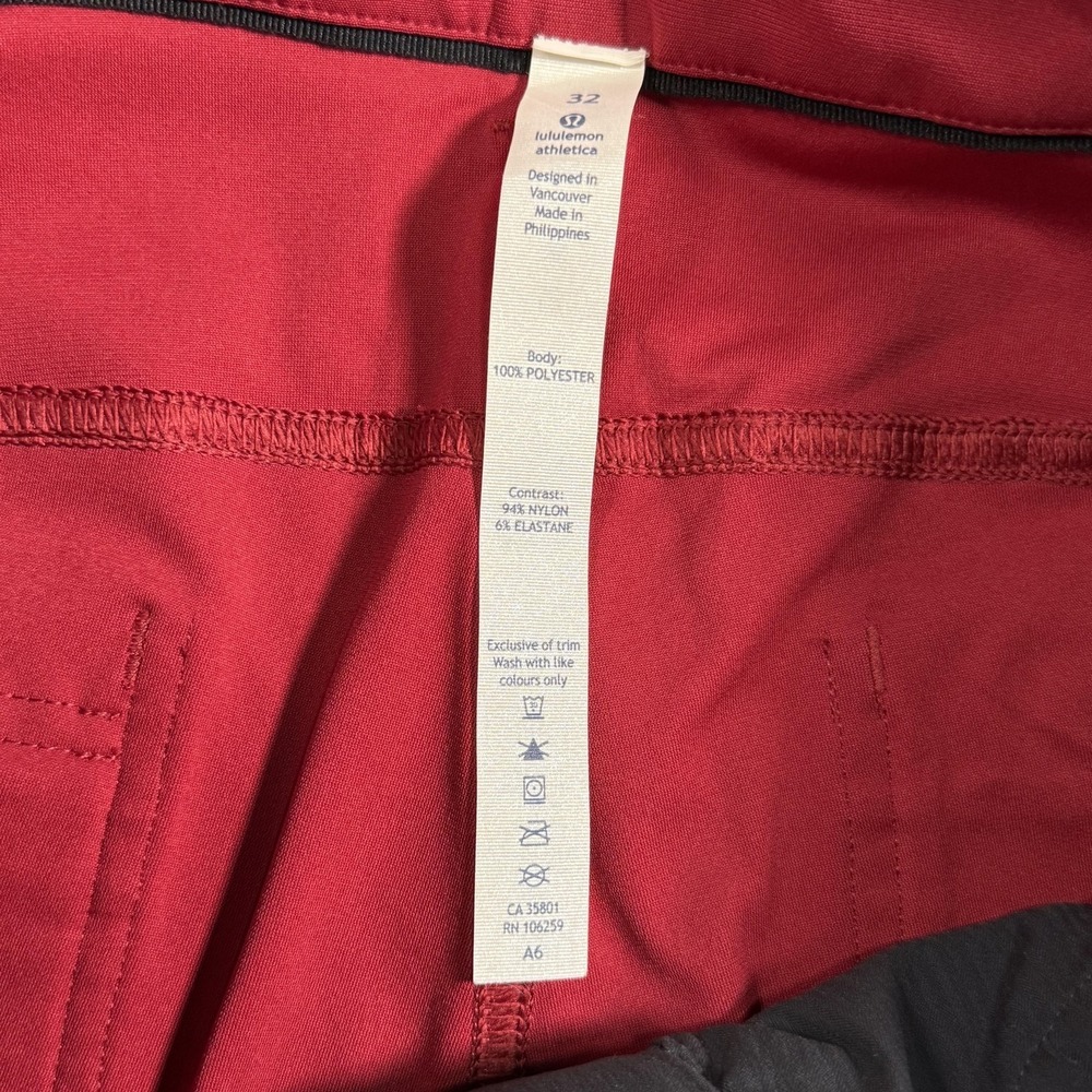 Lululemon Athletica Stretch Khaki Pants Mens 32x30 Red Hiking Travel Outdoor - Picture 5 of 15